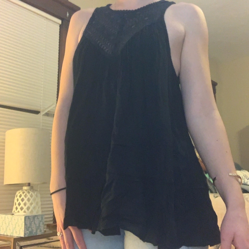 American Eagle Black Lace Flowy Tank Top